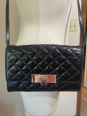 Michael Kors Black Quilted Leather Crossbody Shoulder Bag